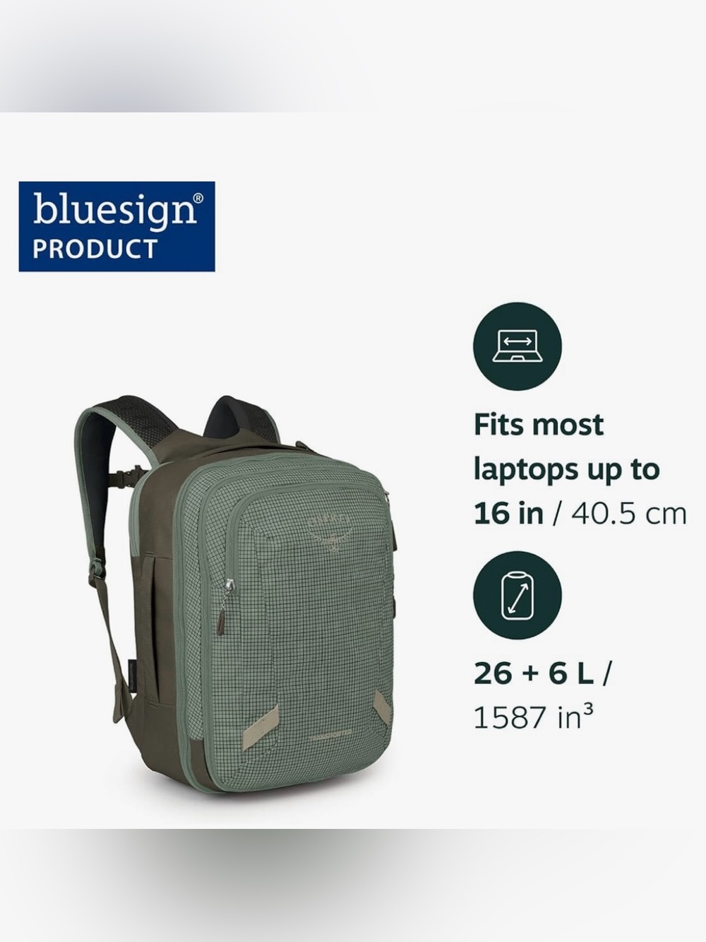 New Osprey Transporter 26+6 Travel Pack pine leaf Green travel backpack carry on
